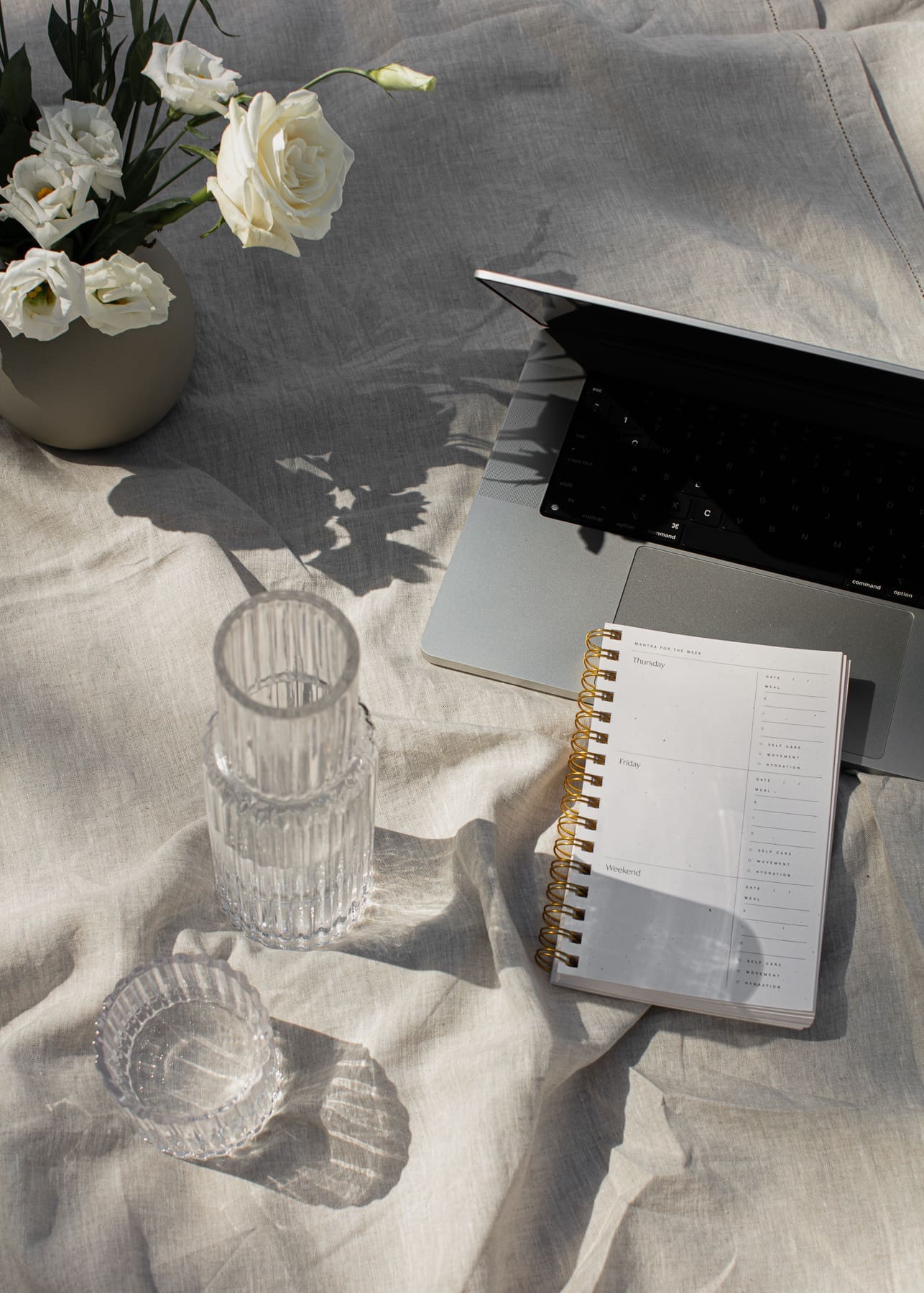 a laptop and planner setup to brainstorm how to move your private practice online