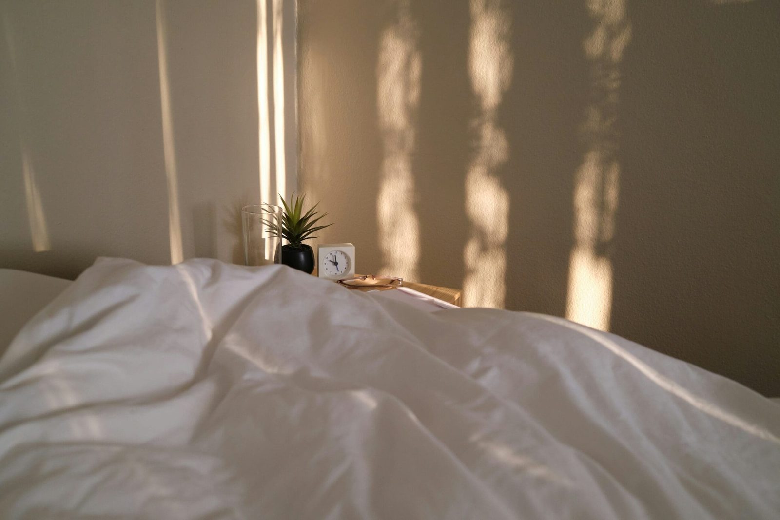 Morning sunlight on a minimalist nightstand to prepare to learn about the online models of care for health practitioners